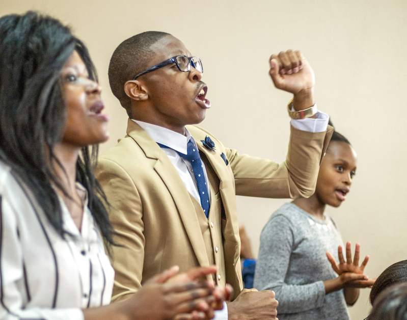 Worshipers at a church in South Africa