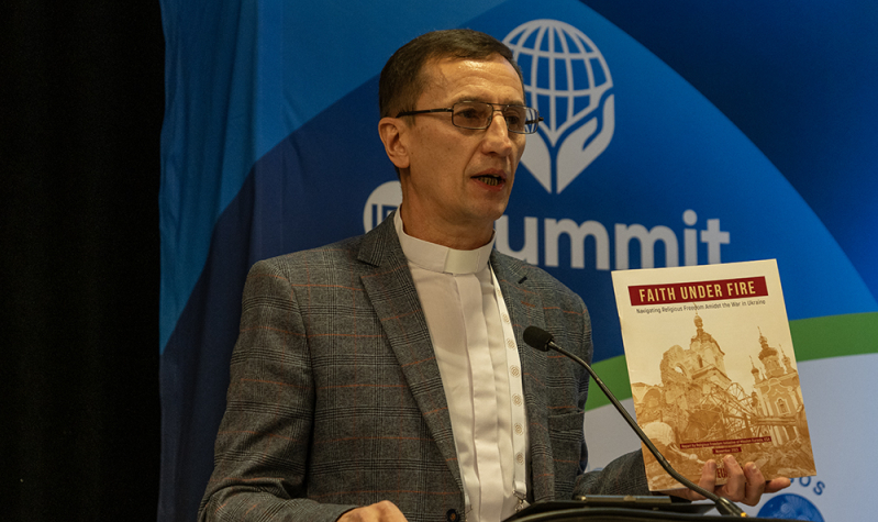 Mykhailo Brytsyn, Ukrainian pastor speaking at IRF Summit 2024