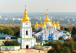 St. Michael’s Golden-Domed Monastery in Kyiv, Ukraine, headquarters of the Orthodox Church of Ukraine. 