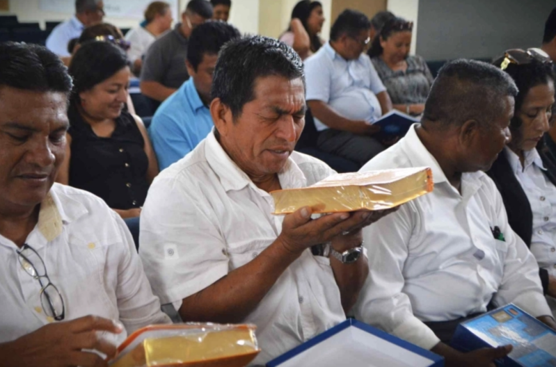 Pastors receiving Bibles in Esmeraldas, Ecuador