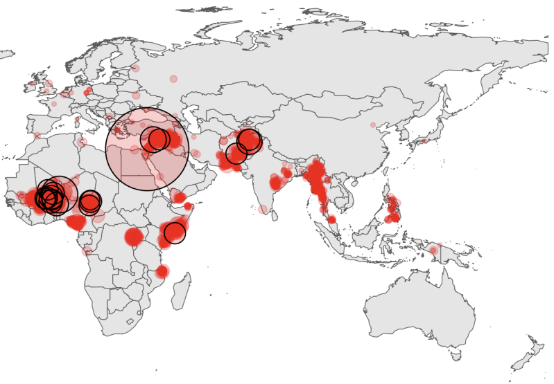 2024 Global Terrorism Index map of terrorism attacks