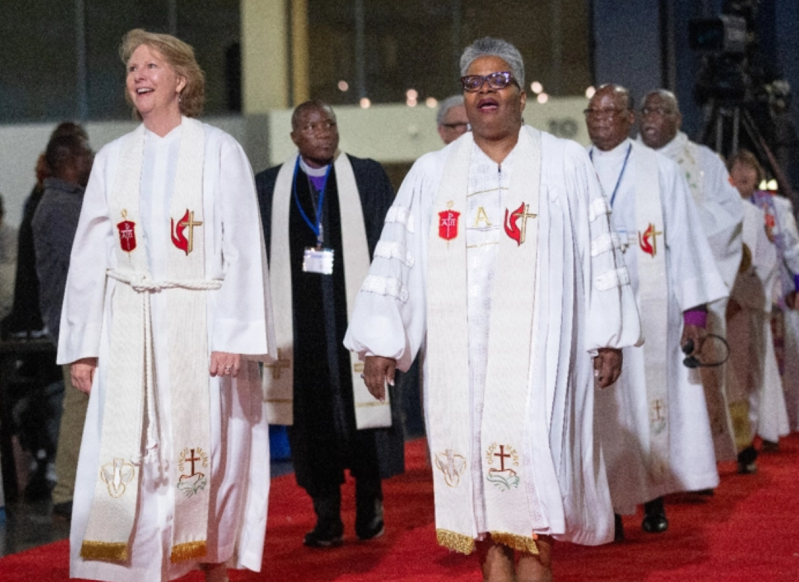 A procession of United Methodist bishops