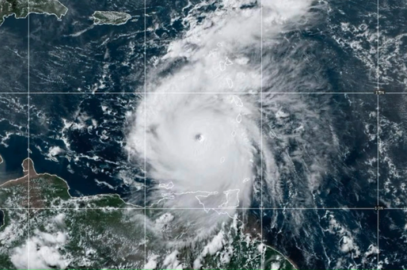 Hurricane Beryl in the Caribbean satellite image