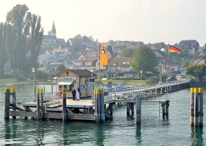 Dingelsdorf, Germany shipping pier off Lake Constance.