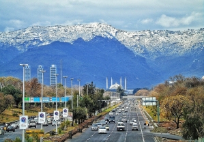 Islamabad, capital of Pakistan, including Faisal Mosque. 