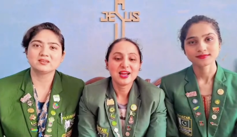 A screenshot from the video message shared by the Sohail sisters, also known as 