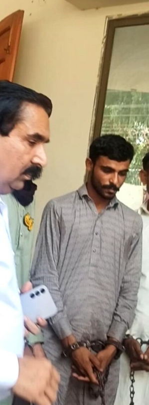 Chand Shamaun in shackles at hearing on blasphemy charges filed in June 2024. 