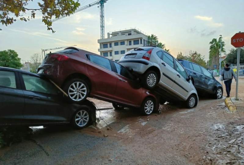 Vehicles were left piled up 