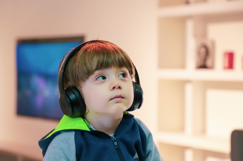 Child with special needs, music, headphones