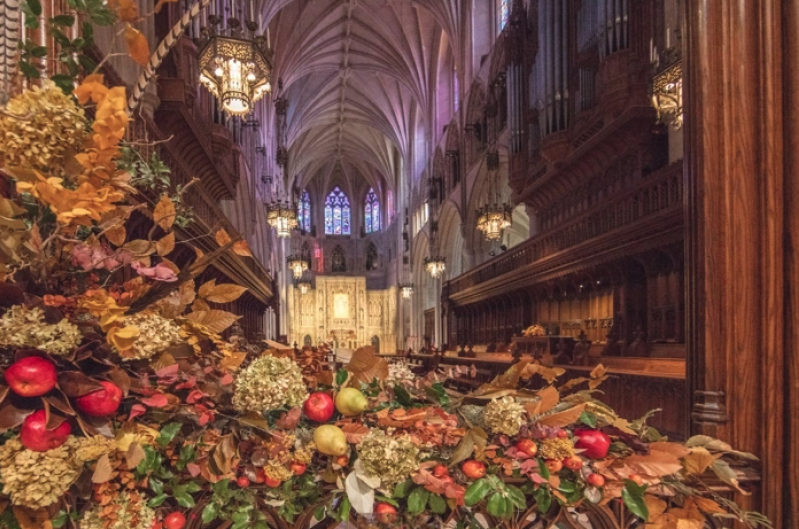 Thanksgiving decorations at Washington National Cathedral in Washington, D.C.