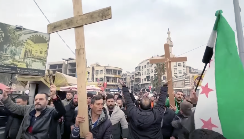 Protests in Syria following the burning of a Christmas tree