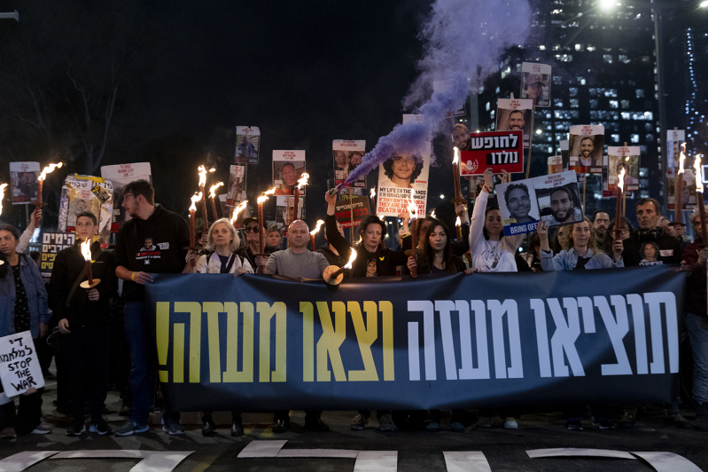 Protesters Tel Aviv Israeli Gaza Ceasefire Hostages