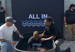 American sprinter Noah Lyles and fiancée Jamaican athlete Junelle Bromfield baptized together in Orlando