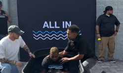 American sprinter Noah Lyles and fiancée Jamaican athlete Junelle Bromfield baptized together in Orlando