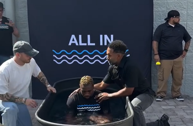 American sprinter Noah Lyles and fiancée Jamaican athlete Junelle Bromfield baptized together in Orlando